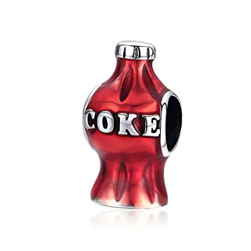 Original Authentic 925 Sterling Silver Charms Red Wine Glass Cup Dangle Letter Bead for Bracelet Charms (Coke Cup Charms)