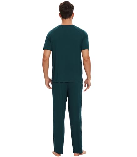 WiWi Men's Pajamas Set Viscose from Bamboo Sleepwear Casual Soft Sleep Sets with Pockets Short Sleeve Loungewear S-XXL4