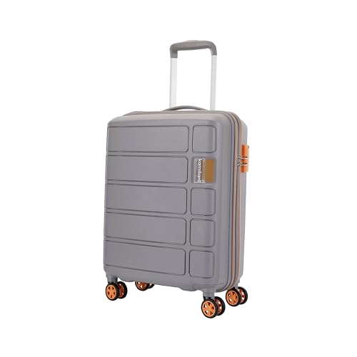 Image of Kamiliant American Tourister Small Harrier Zing 56 Cms Cabin (PP) Hard Sided 8 Wheels Spinner Luggage /Suitcase /Trolley Bag (Light Grey) (Double Wheel), Small