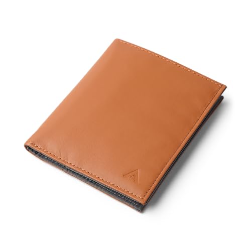 Image of Allett Coin Wallet 2.0, Hazel Brown | Leather, RFID Blocking, Velcro Pocket, Slim, Minimalist, Bifold, Water Resistant, Thin, Front Pocket | Holds 4-24 Cards, Flat Bills & Receipts