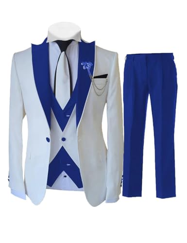 Men Long Sleeve Tuxedo Three Piece Set Slim Fit Wedding Suit with Blazer Vest Pants for Wedding Groom2