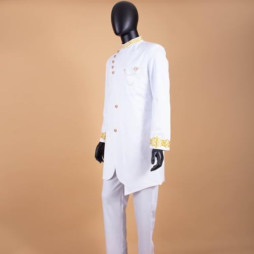 African Suits for Men Slim Fit 2 Piece Suits Formal Wedding Prom Suit Embroidery Chain Blazer Pants Set4