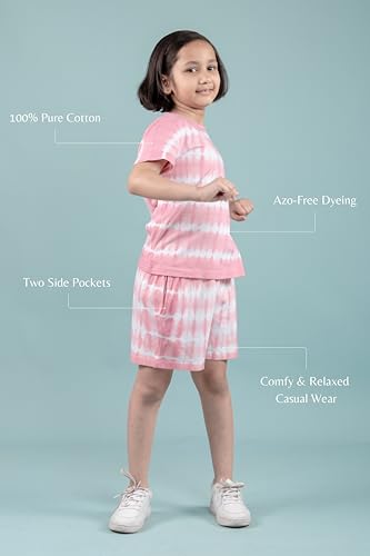 Image of Tweeny Mini Girls Cotton Night Suit | Sleepwear | Nightwear | Tie & Dye Summer Loungewear with Top and Shorts for Kids Girl (Pure Cotton)