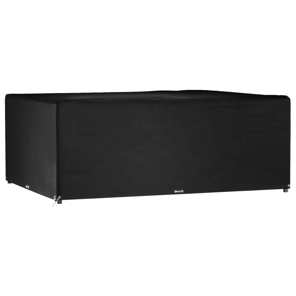 vidaXL Garden Furniture Cover - Rectangular, UV-Resistant and Water-Resistant, Polyethylene Material, with Aluminium Eyelets, 278x204x105 cm - Black