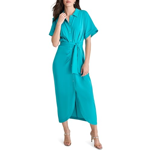 Image of DKNY Women's Front Knot Collared Short Sleeve Dress