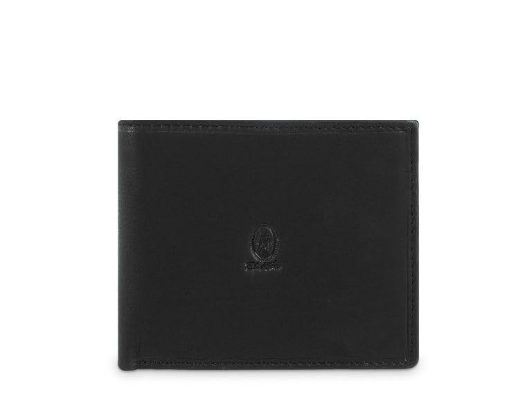 Genérico EL Potro Cartera Hombre Durango, Piel Vacuno, Soft, 11 x 9 x 2 cm, Herrajes Plateados (Negro)