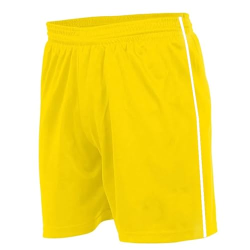 PROSTYLE SPORTS Men's Football Shorts Gym Running Shorts Breathable Quick Dry Gym Athelitic Short (UK, Alpha, S, Regular, Regular, Yellow/White)