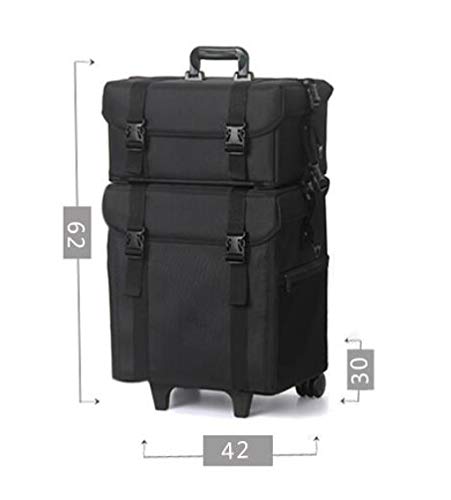 DPPAN 2-in-1 Extra Groß Nylon Trolley Kosmetikkoffer, Professionell Make-up Koffer 4 Rollen, Schminkkoffer zu Künstler… – Bild 8