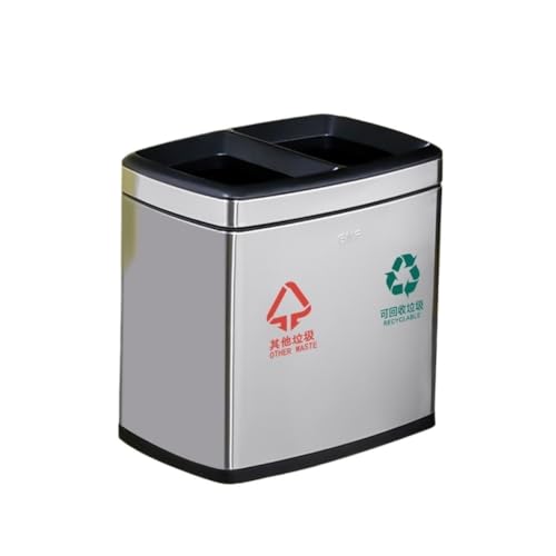 DOKERS Cubo de basura, cubo de basura de acero inoxidable, clasificación de separación en seco y húmedo para el hogar, doble barril, pedal de acero inoxidable, sin cubierta, cocina, interior, gran