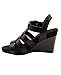Aerosoles Women's Pippa Wedge Heeled Sandal, Black Faux Leather, 8.5M