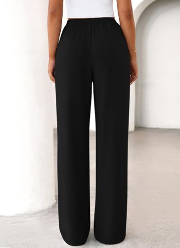 Okiwam Women's Wide Leg Sweatpants Summer 2025 Fall High Waisted Lounge Pants Drawstring Workout Joggers with Pockets3