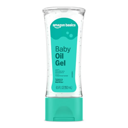 Amazon Basics Baby Oil Gel with Aloe Vera & Vitamin E, Moisturizing, Fast Absorbing, No-Mess, Dermatologist Tested, 6.5 fl oz, Pack of 1 (Previously Solimo) Temp