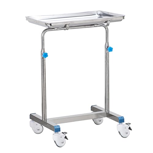 Soporte de bandeja móvil ajustable, carrito de acero inoxidable para equipos médicos, tatuajes y salones de belleza