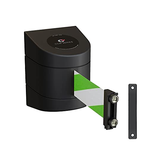 Barrière de ceinture à sangle diagonale verte et blanche de 4,5 m avec fixation murale aimantée