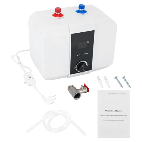 Warmwasserspeicher 6 Liter Untertisch Boiler 1500W, druckfester Wasserboiler Untertischgerät mit LED-Digitalanzeige, schnelles Aufheizen für Waschbecken, Küche und Badezimmer, weiß