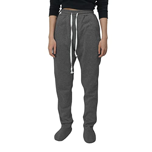 Footed Sweatpants Sherpa Fleece Lined Warm Solid Color Winter Thick Velvet Elastic Waist Baggy Sleepwear Comfy Trousers2