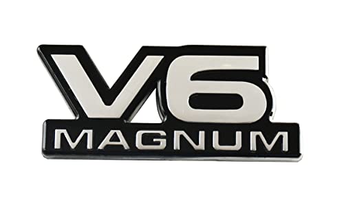 Image of 2Pcs V6 Magnum Emblems Fender Door Nameplate 3D Badge Stickers Logo 1500 Van Fit for Durango V6 (Chrome)