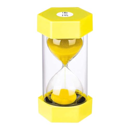 Sand Hourglass Timer 1 Minute SuLiao: Plastic Sand Clock, Small Yellow Sand Watch, Reloj de arena 1 Minuto, Colorful Sandglass Timer for Toddler, Home, Study, Game, Decoration