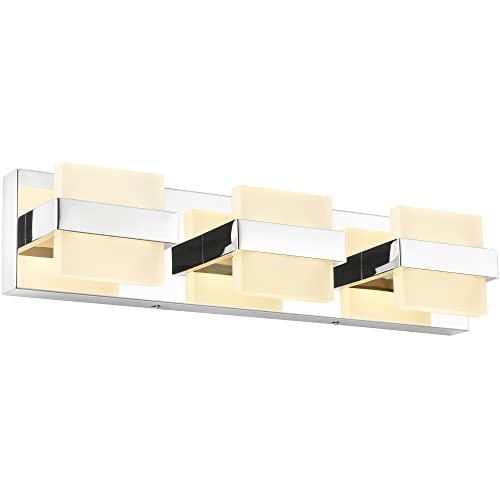 Image of SOLFART 3 Lights Chrome Bathroom Light Modern LED Vanity Lights for Bathroom Light Fixture Warm Light 20 inch Non Dimmable