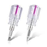 LXUEJIE 2 PCS Flat & Cross Head Screwdrivers, Purple Stubby Small Magnetic Screwdrivers Set Pocket Slotted & Cross Repair Tool for Tight Spaces DIY Home Car Electronics
