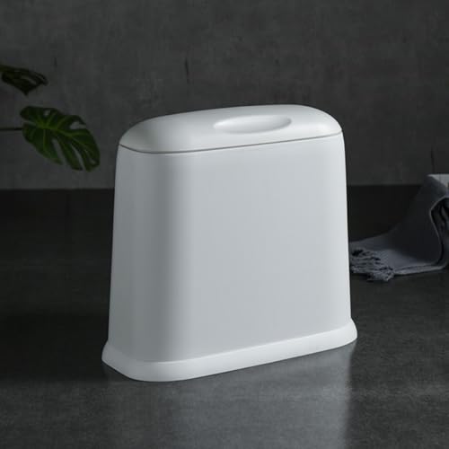 Caneca de basura pequeña compacta con tapa blanca ovalada miniatura 5