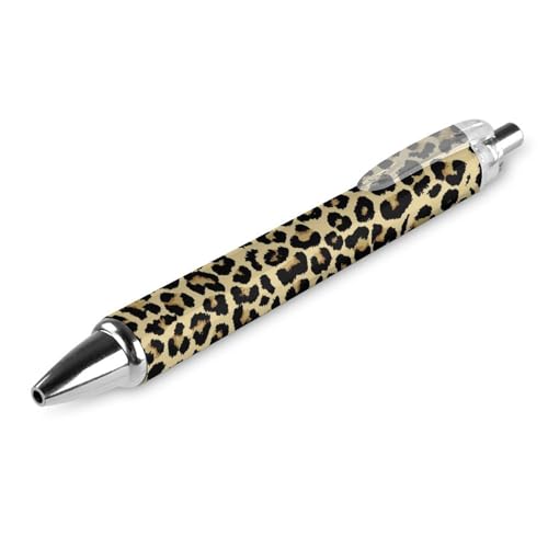 Bolígrafos retráctiles personalizados, con estampado de leopardo y guepardo, ultrafino, 0.5 mm, tinta negra, recargable extraíble para oficina, escuela, 1 unidad