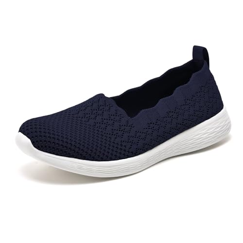 Image of Puxowe Women's Slip-On Walking Shoes | Lightweight Knit Sneakers with Memory Foam Insole, Breathable & Wide Fit Available for Daily Walking, Casual & Travel