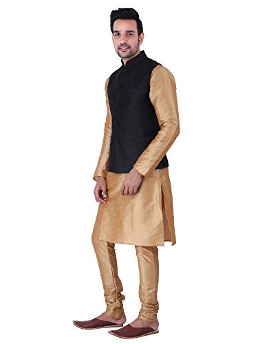 Image of Sadree Silk Men's Kurta Pajama Waistcoat or Nehru Jacket Set