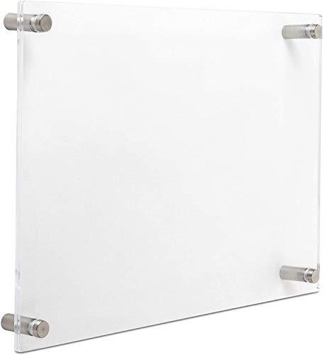 Distinctandunique DAU5532503 20 Inch X 30 Inch Clear Acrylic Wall Mount Floating Frameless Picture Frame Double Panel Plexiglass Display With Metal Standoff For Photos Artwork Posters Paintings thumb #3