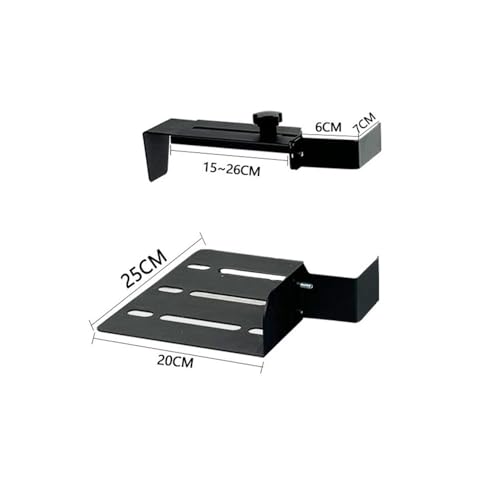 Soporte colgante para torre de PC bajo el escritorio - Soporte metálico negro de acero al carbono, resistente, para torres de CPU en escritorios ajustables y móviles miniatura 2