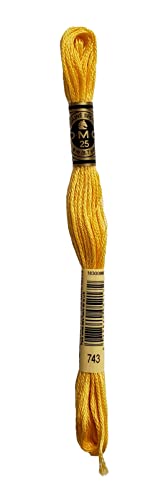Image of DMC 6-Strand Embroidery Cotton Bundle - Yellow Color Family -4 Skeins of Thread - 8.7yd Skeins