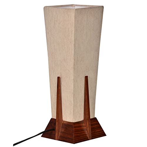 ExclusiveLane Sheesham Wooden 'Pyramid' Table Lamp for Bedroom & Living Room (14 Inch, Wood, Without Bulb, Pack of 1) |Bedside Table Lamp Side Table Lamps for Home Decoration Office Side Lamp - Image 6