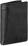 Levi's RFID Trifold avec fermeture à glissière intérieure pour homme, noir mince, une taille, noir slim, une dimension, RFID Trifold mince avec fermeture éclair intérieure