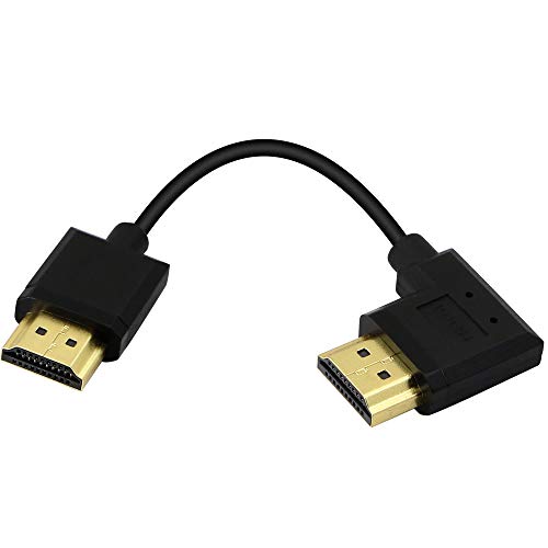 PNGKNYOCN Cable corto HDMI macho a macho de 15cm adaptador cable HDMI 2.0 de alta velocidad en ángulo recto de 90 grados admite 4K @ 60Hz, adecuado para tabletas, cámaras etc. (black right)