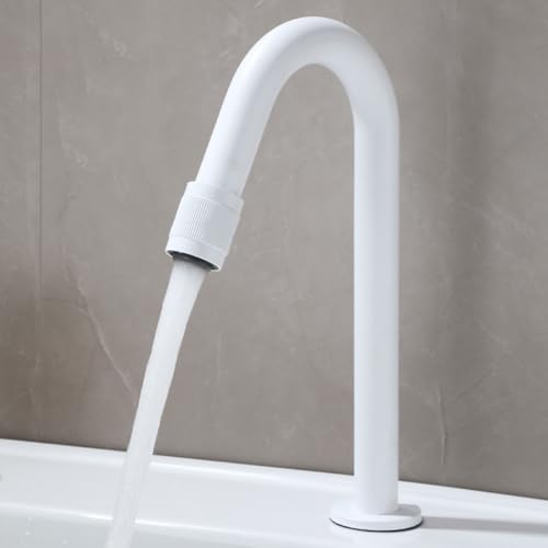 Mitigeur Haut Lavabo Salle de Bain Blanc Robinet Col de Cygne Eau Froide Mitigeur Vasque à Poser...