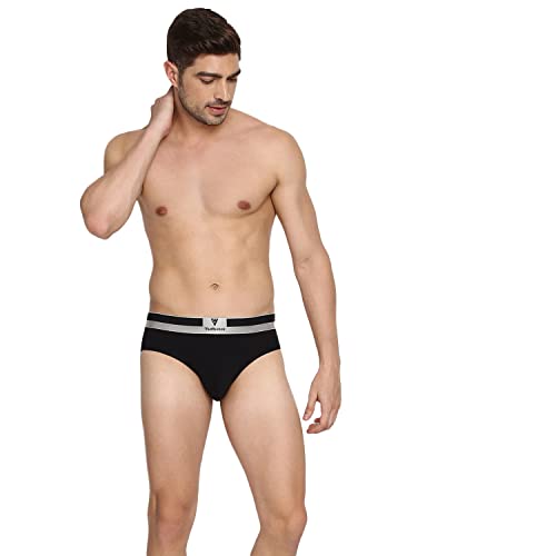 Image of Van Heusen Men Briefs - Pima Cotton Stretch - Colour Fresh, Ultra Soft, Solid 20002 Pure Black XL