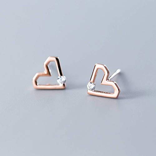 Boucles d'oreilles S925 en cœur creux strassé style coréen