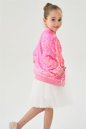 Image of 2Bunnies Girl Ombre Pastel Gradient Shimmer Sparkle Colorful Sequin Bomber Jacket