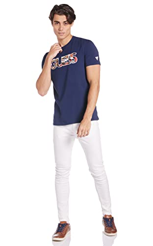 Guess T-Shirt Uomo Maglia Manica Lunga Blu