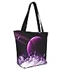 kkvhhyuo Purple Fantasy Mystic Planet Print Tote Bag for Women, Ladies Handbags & Shoulder Bags School Work Laptop Bags for College Shopping Travel Gym Beach #2