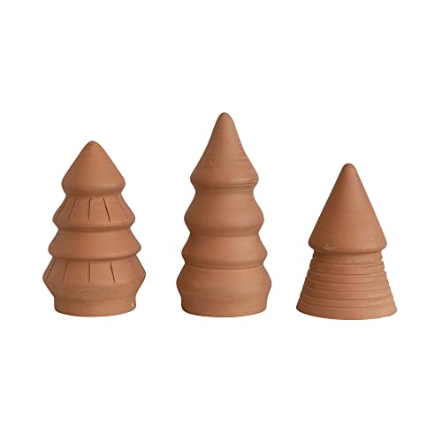 Creative Co-Op 3' Round x 6-1/2'H, 3-1/4' Round x 5-1/2'H, 3-1/4' Round x 5' H Handmade Terra-Cotta Tree, Set of 3 Orange