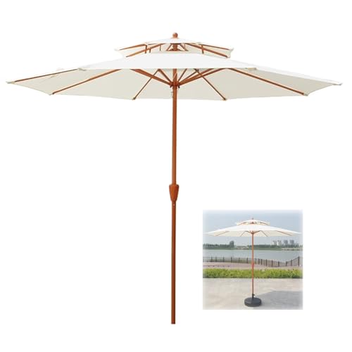 QUSYZD Parasol Blanc à Double Toit de 9 Pieds, Parasol de Table Portable pour marché extérieur, pour terrasse, marché, Jardin.,