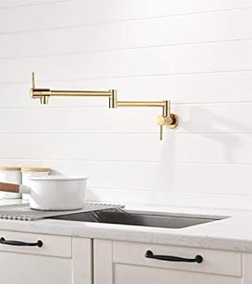 Robinet de cuisine Robinet d'Évier de Cuisine en Laiton Plaqué Or Robinets de CuisineFrontable Robinet de Cuisine Doré à Double Paroi Pliable Bras dans le Bras Pivotant Robinet Robinet de navire
