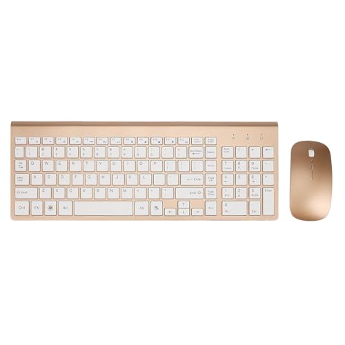 Teclado e mouse sem fio 2.4ghz combinados para Mac PC Windows XP/7 (dourado)