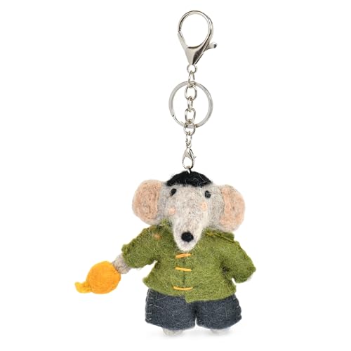 LuckGift Handmade Wool Felt Elephant Keychain, 100% Wool – Cute