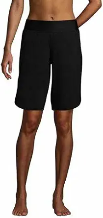 Lands' End Women's 11" Quick Dry Elastic Waist Modest Board Shorts Swim Cover-up Shorts with Panty