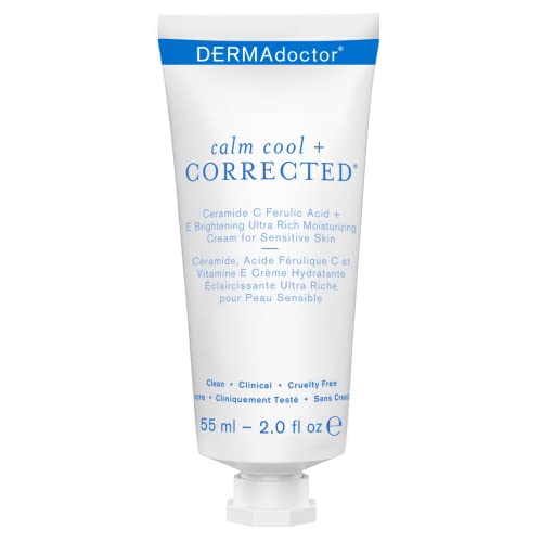 DERMAdoctor Calm Cool + Corrected Ceramide C Ferulic Acid + E Brightening Ultra-Rich Moisturizing Cream for Sensitive Skin, 2.0 fl oz