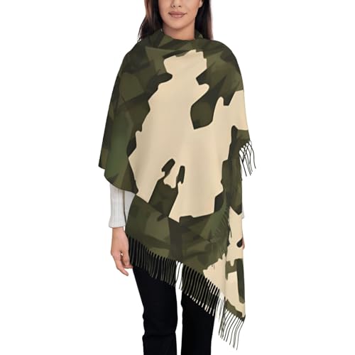 Écharpe à pompons camouflage Noir pour homme et femme, un grand châle d'hiver doux taille unique