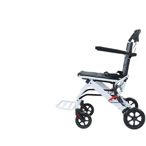 AZIEBAY 軽量 折りたたみ 車椅子 小型 老人用 手押し車 旅行用 超軽量 コンパクト アルミ合金&炭素鋼製 長距離移動・介護用 請放心選購 (【6】引き手付き【特別価格】アップグレード白炭素鋼款 + 8 インチリアホイール)
