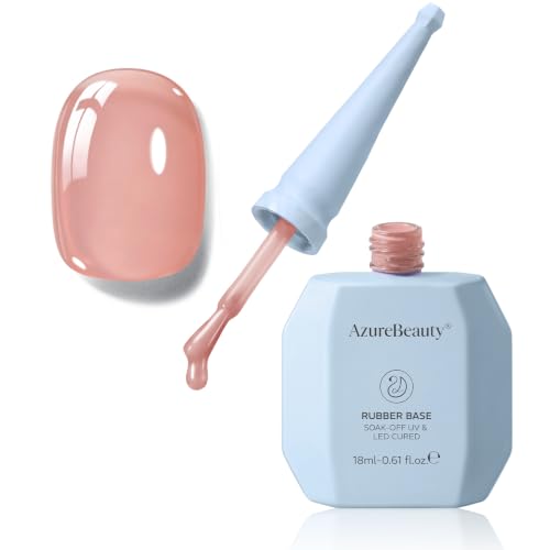 Image of AZUREBEAUTY 18ml Rubber Base Builder Gel Polish for Nails, Rose Blush Rubber Base Coat, Self-Leveling Apex Building Nail Strengthener, Long Lasting Soak Off UV LED for Thin Weak Brittle Nails